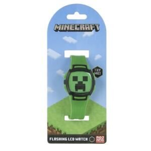 🔥Minecraft Mojang Flashing Creeper Face LCD Digital Wrist Watch Green Age 6+🔥